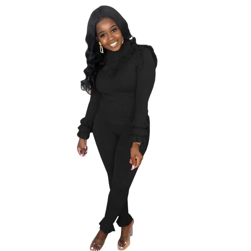 Женский комплект из двух предметов с длинным рукавом 2 вязаный свитер и штаны