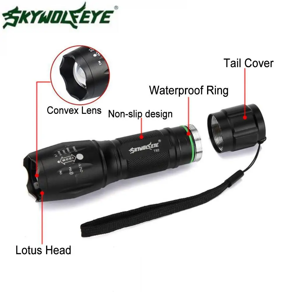 3500LM фонарик с функцией масштабирования тактический военный светодиодный 18650