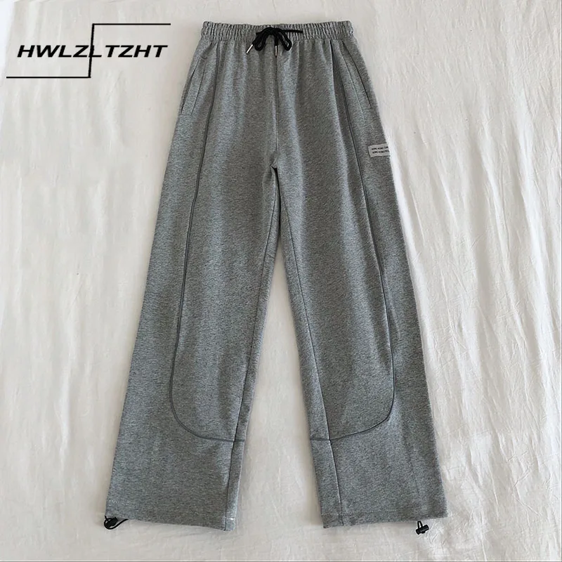

HWLZLTZHT Spring Elastic High Waist Wide-Leg Pants Women Summer Students Loose Joggers Casual Sport Sweatpants