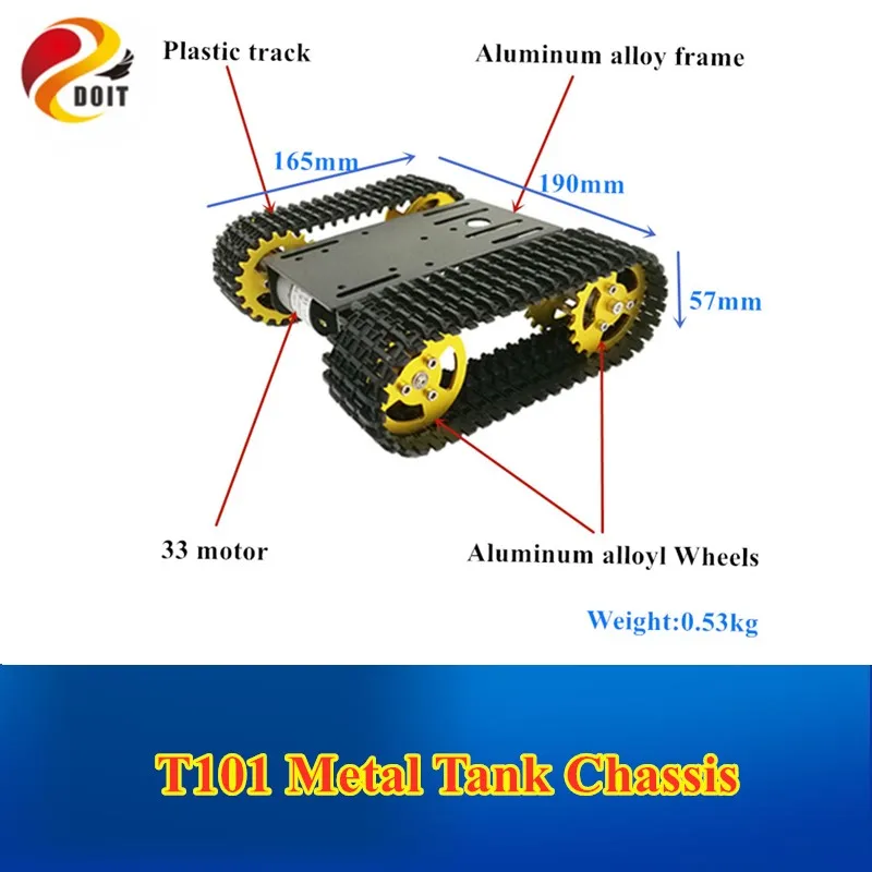 DOIT Robot Tank Car Kit mini T101 Роботизированная гусеничная платформа шасси с двигателем 33GB