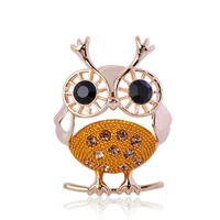 oi crystal lovely black eyes owl shape brooch gold color brooches for women kids suit coat bag accessories scarf jewelry pin