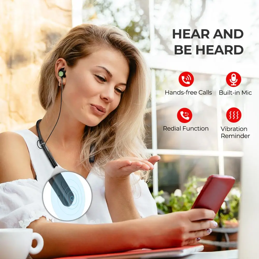 Mpow Focus Bluetooth 5,0, беспроводные наушники с шейным ободком, ANC, 16 часов воспроизведения, быстрая зарядка, магнитные наушники для iPhone 11