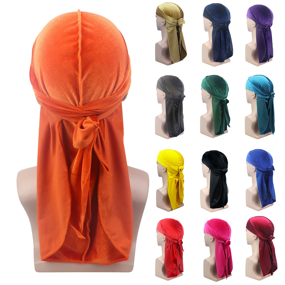 Мужская бархатная шапка с длинным хвостом Helisopus модная однотонная Пиратская