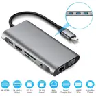 Адаптер USB Type-C на HDMI, 4K, VGA, RJ45, Lan, Ethernet, SD, TF, USBC, Тип C, USB, разъем 3,5 мм, аудио, видео конвертер для Mac