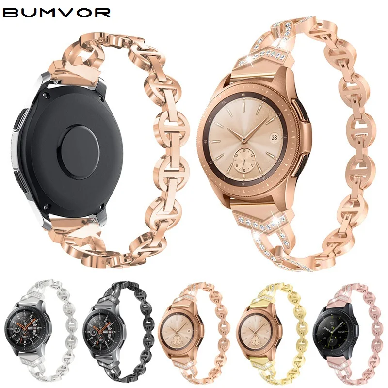 Розовый Золотой металлический браслет из нержавеющей стали для Samsung Galaxy Watch Diamond 20