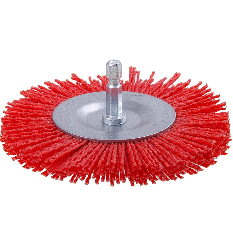 

10 Pack Nylon Filament Abrasive Wire Brush Wheel & Cup Brush Set with 1/4 Inch Hex Shank, for Removal of Rust/Corrosion