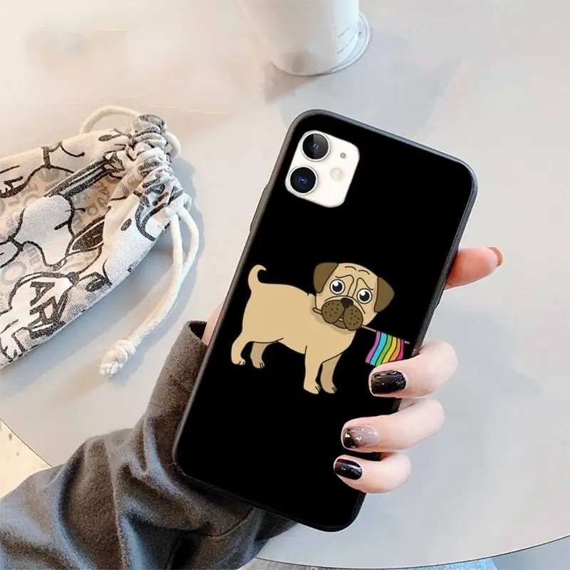 

Cute Cartoon Pug Animal Yoga Phone Case for iPhone 11 12 pro XS MAX 8 7 6 6S Plus X 5S SE 2020 XR mini