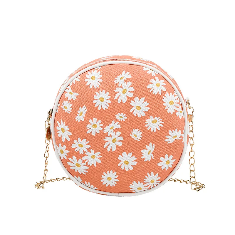 

2020 Korean Version of Summer and Autumn New Products Women's Bags Printed Daisy Small Round Bag Messenger Shoulder Bag Phone