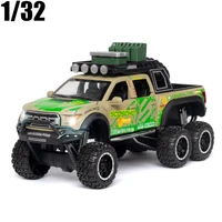 132 diecast ford f150 raptor pickup alloy car model pull back vehicle model sound light car toys for children collection gifts