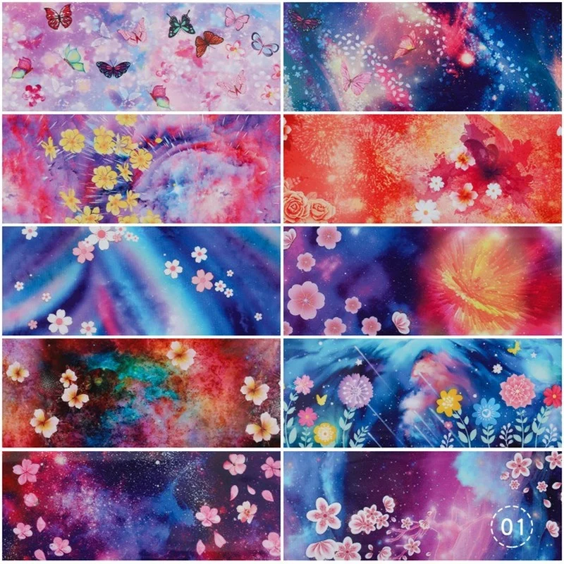 10pcs Colorful Butterfly Starry Sky Nail Stickers Holographic Wraps Slider Pure-Pattern Nailart DIY Transfer Foil Manicure Decor