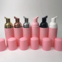 30pcs 30ml 60ml plastic foam mousse bottle mini pink refillable empty cosmetic lashes cleanser shampoo bottle with golden pump