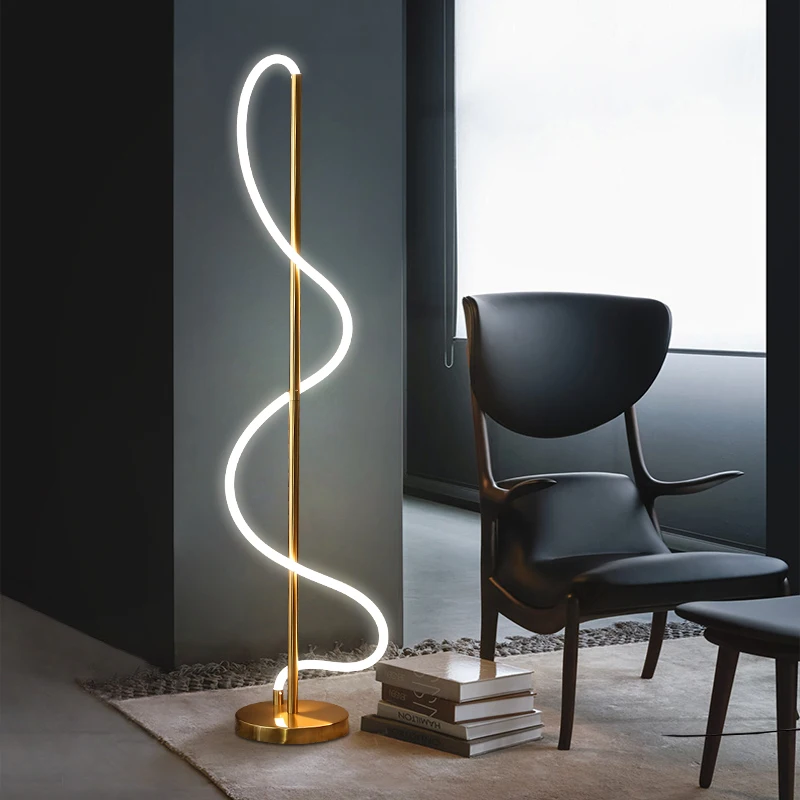 Lámpara LED de postmoderna, luz de pie dorada y Blanca para vestíbulo,...