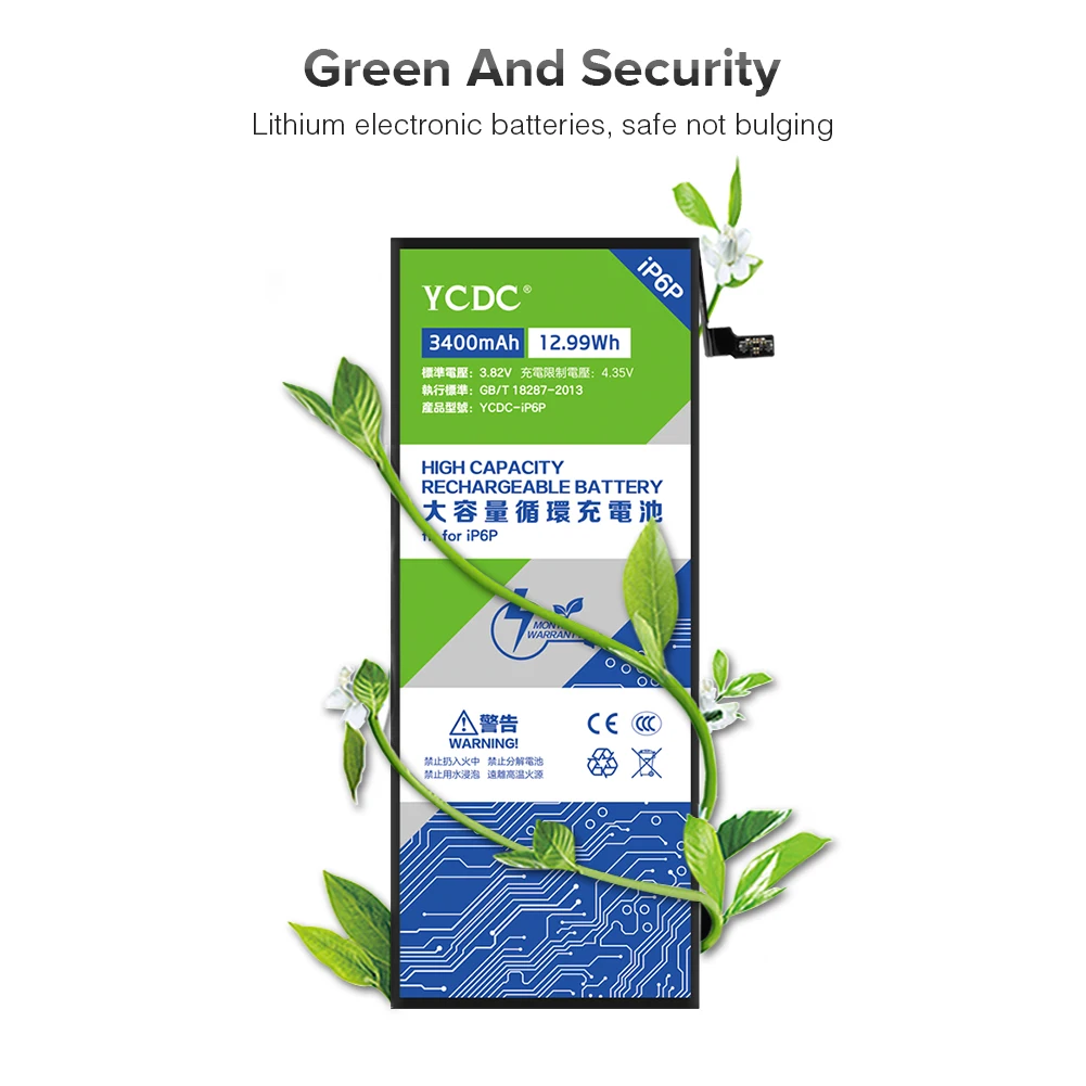 YCDC новый мобильный телефон батарея для Apple iPhone 6 Plus iPhone6 + 3400mAh Замена батареи 0 цикл