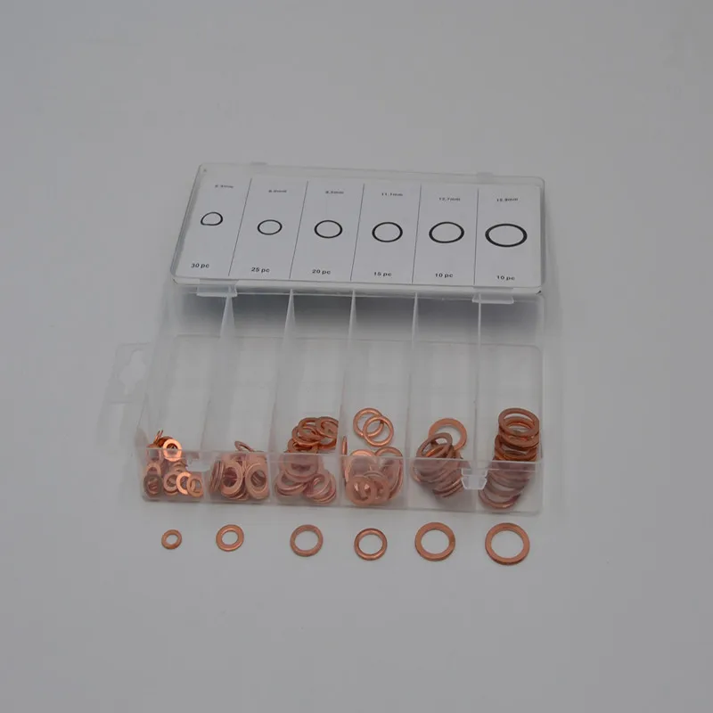 110 шт. различные размеры плоская медная шайба масляное кольцо автомобильная