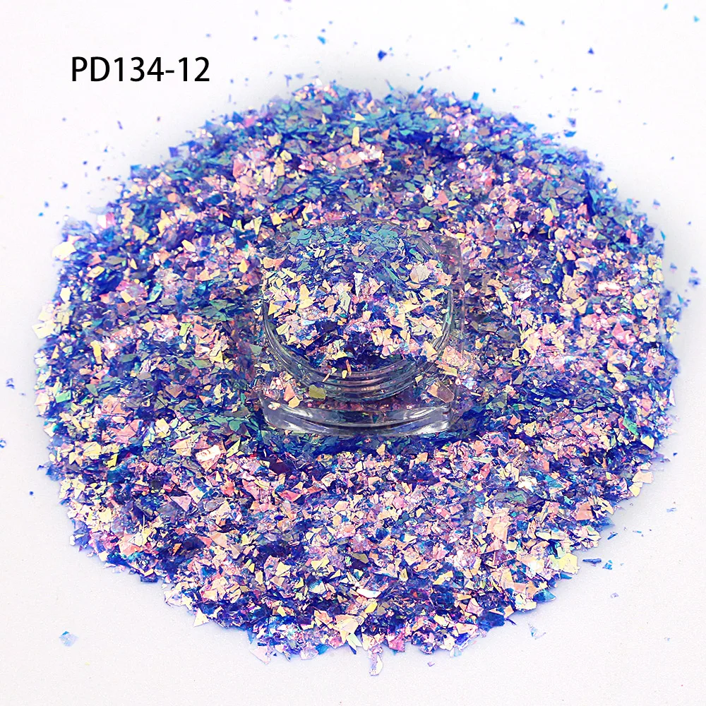 

50g/Bag Holographic Highlight Shimmer Irregular Fragment Shiny Sequins Gradient Opal Powder Nail Glitter Flakes 3D Polish Tips
