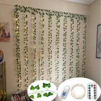 12pcs artificial plants led leaf garland silk rattan leaf vine hanging for home living room decor fake ivy garland decoration
