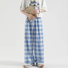 Privathinker 2021 летние новые клетчатые брюки в Корейском стиле повседневные брюки для мужчин Harajuku широкие брюки для бега мужская одежда