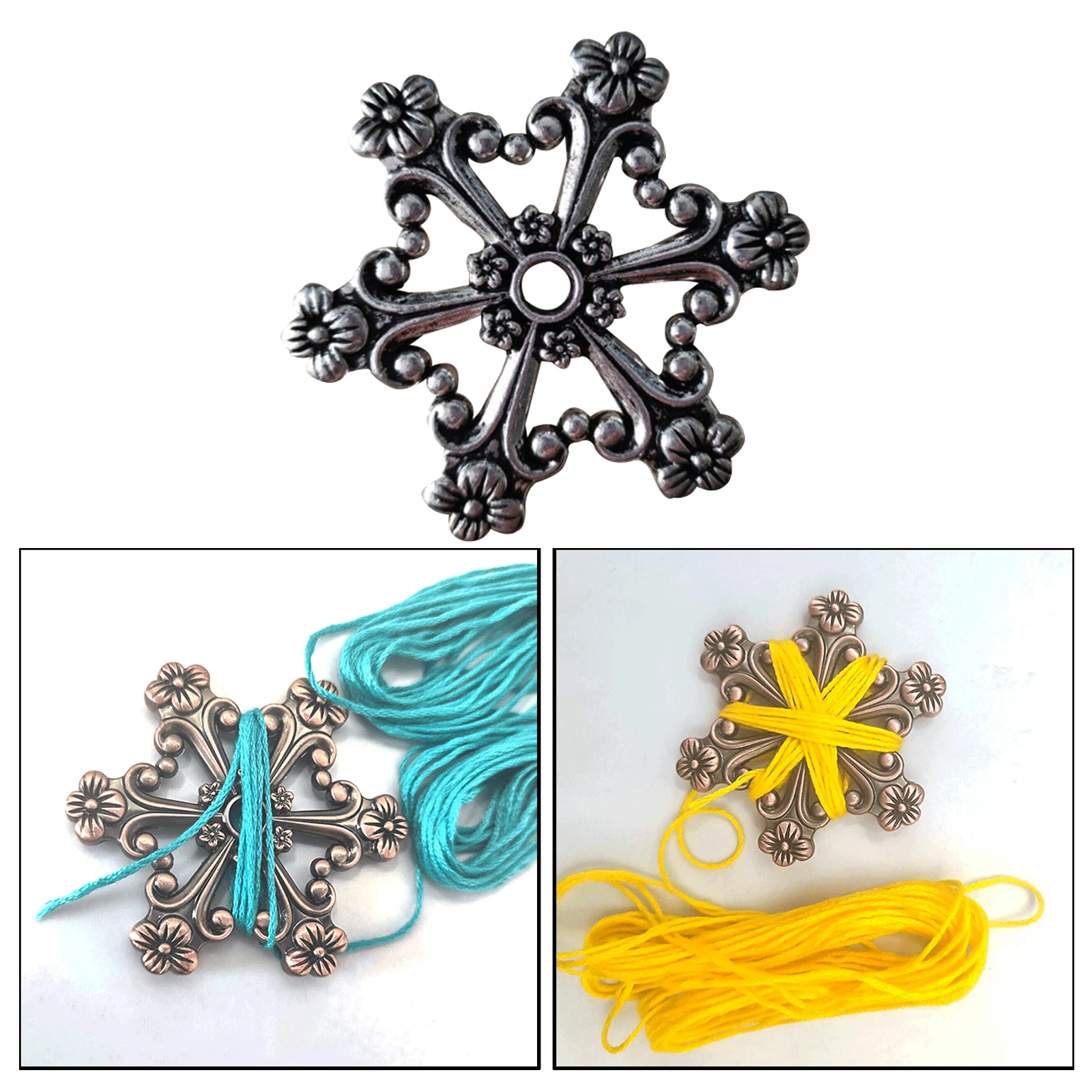 Металлические бобины для ниток в форме лепестка цветка с 6 отверстиями для вышивки - органайзер для хранения швейных принадлежностей