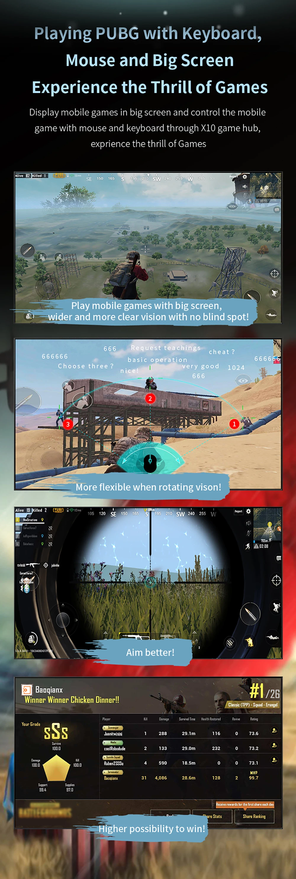 MiraScreen Mobile Game Keyboard Mouse Converter, Cast the Mobile Phone Screen to a Big Screen and Turn Into a Gaming Console