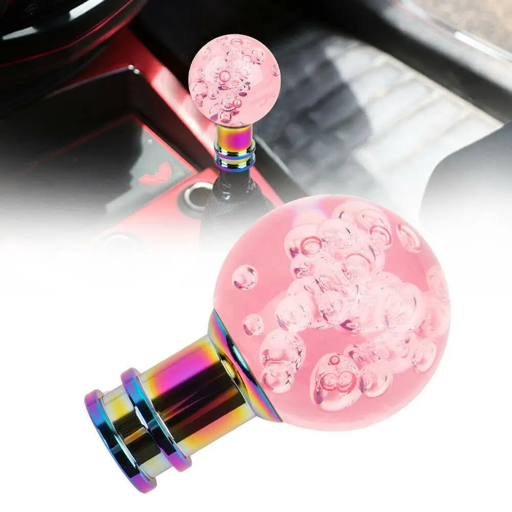 

Car Acrylic Shift Knob Round Ball pink Crystal Bubble Manual Car Transparent Bubble Pink Blue Racing Gear Shift Knob Shifter