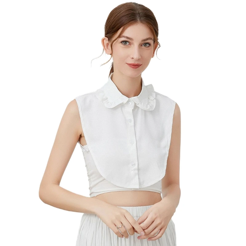 

L5YA Женская белая рубашка с воротником-стойкой