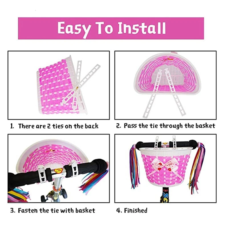 

5Pcs Children's Bike Accessories, Kids Bike Bell, Kids Bike Streamers, Bike Front Handlebar Basket, and Bike Windmill