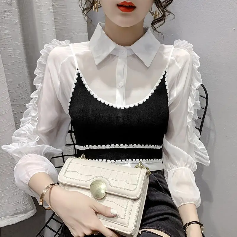 

Women 2021 Spring Autumn Fashion Chic Blouses Shirt Female Puff Long Sleeve Vintage Chiffon Tops New Ladies Elegant Blusas A737