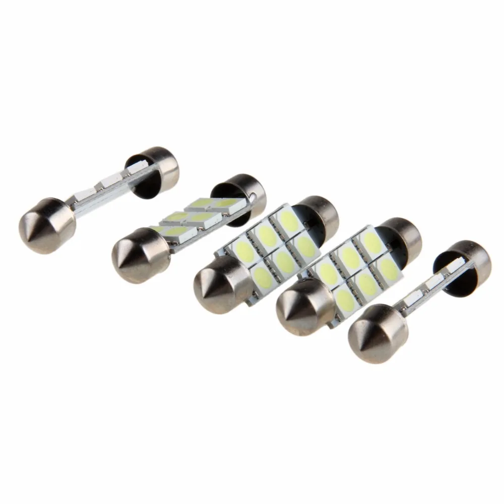 5 шт. 41 мм 6 SMD 5050 автомобильный Стайлинг Белый светодиодный купол с фестонами
