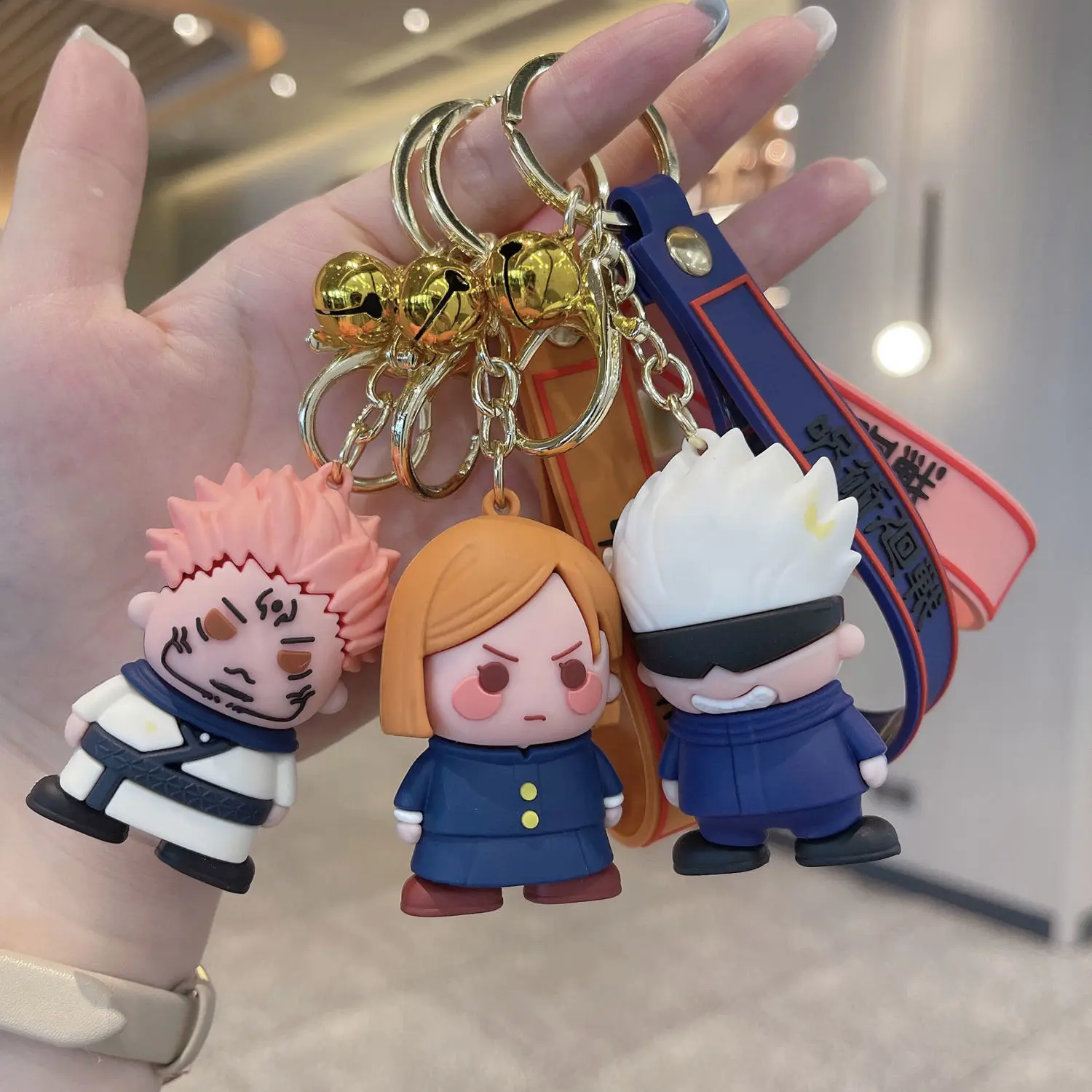 

2021 Anime Jujutsu Kaisen Cosplay Keychain Gojo Itadori Fushiguro Kugisaki Sukuna Kawaii Doll Bag Pendant Fans Gift Key Rings