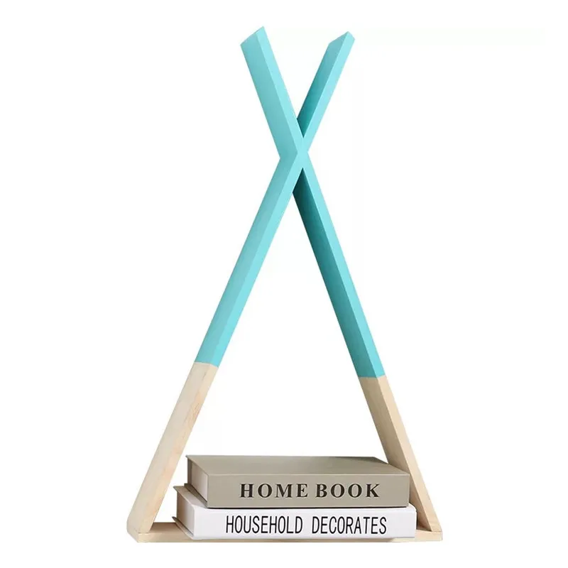 

1 wooden shelf cute color shelf wall-mounted storage shelf home children baby room DIY decoration WF7261055