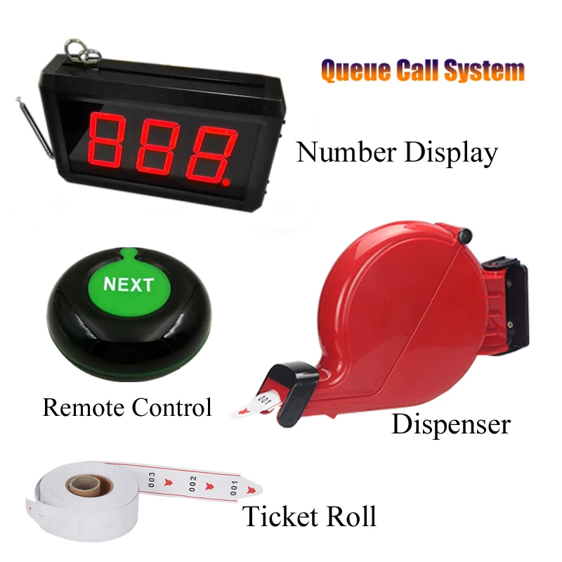 

433.93mhz Take a Number System 3-digit Display Next Control Button Queue Call Bell System K-302+K-O1-N