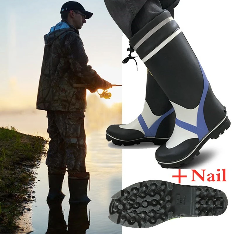 Outdoor Waterproof Fishing Shoes Rain Boots Men Women High Tube Non-slip Wearproof Wading Shoe Autumn Winter Warm | Спорт и