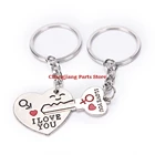 1 пара I LOVE YOU письмо брелок сердце брелок для ключей кольцо Серебристый влюбленных любовь авто ключ цепи-сувениры ко Дню Святого Валентина