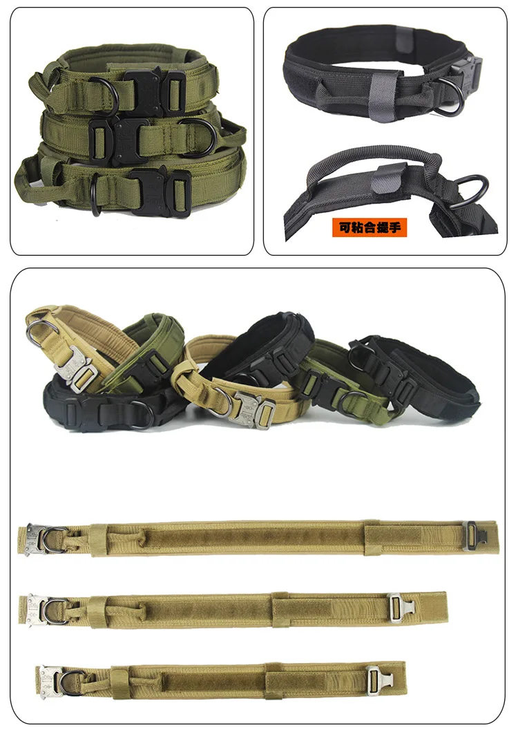 Прочный тактический собачий ошейник регулируемый нейлоновый военный поводок