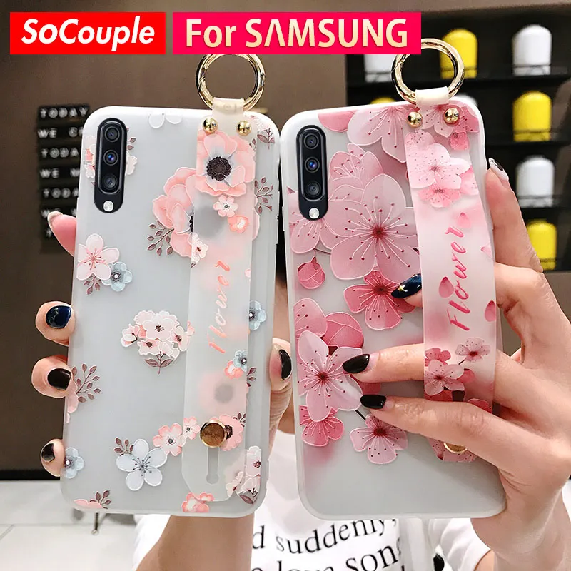 SoCouple Мягкий ТПУ чехол для Samsung Galaxy S8 S9 S10 плюс A20 A30 A40 A50 A60 A70 Note 8, 9, 10, плюс автомобильный держатель телефона ремешок чехол