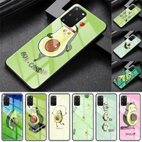 glass case for samsung galaxy s20 fe s10 s9 s8 plus note 20 ultra 10 lite 9 8 phone cover shell delicious avocado cartoon capa