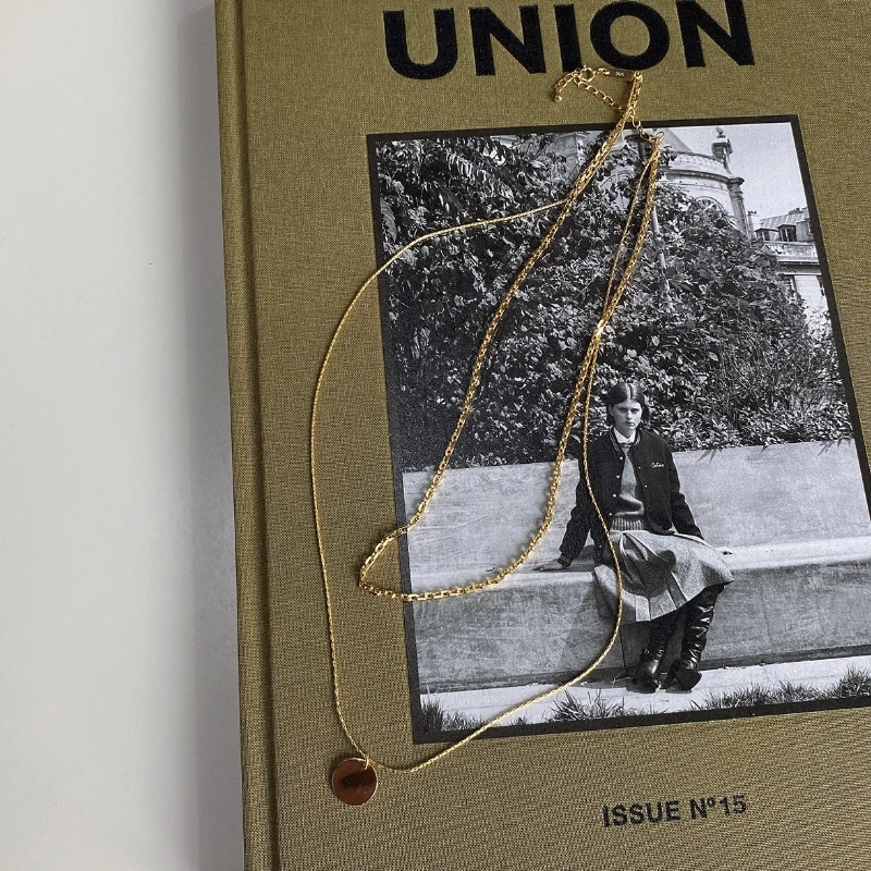 

925 Sterling Silver Double Layers Sequins Necklace High Quality Snake Chain Pendant Necklace for Women Luxury Jewelry