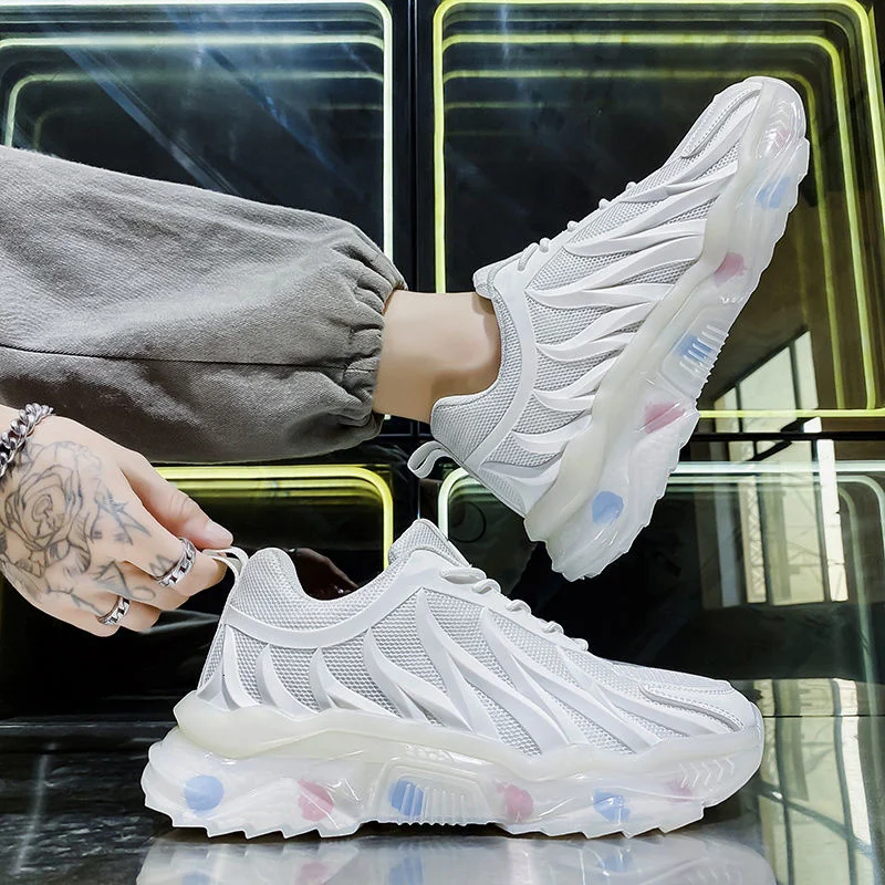 Мужские сетчатые кроссовки для бега удобная спортивная обувь дышащие