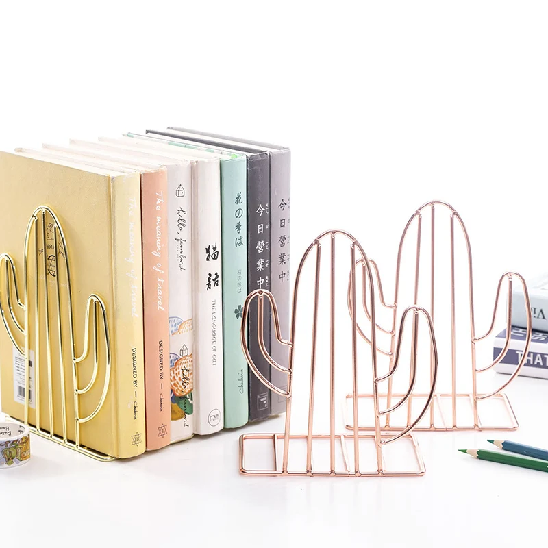 

2pcs/pair Plant Shaped Metal Bookends Book Support Stand Desk Organizer Storage Holder Shelf NK-Shopping