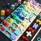 Обучающие деревянные игрушки Монтессори, доска геометрической формы, познавательная головоломка, рыбалка, Математические Игрушки, Игрушки для раннего развития для детей
