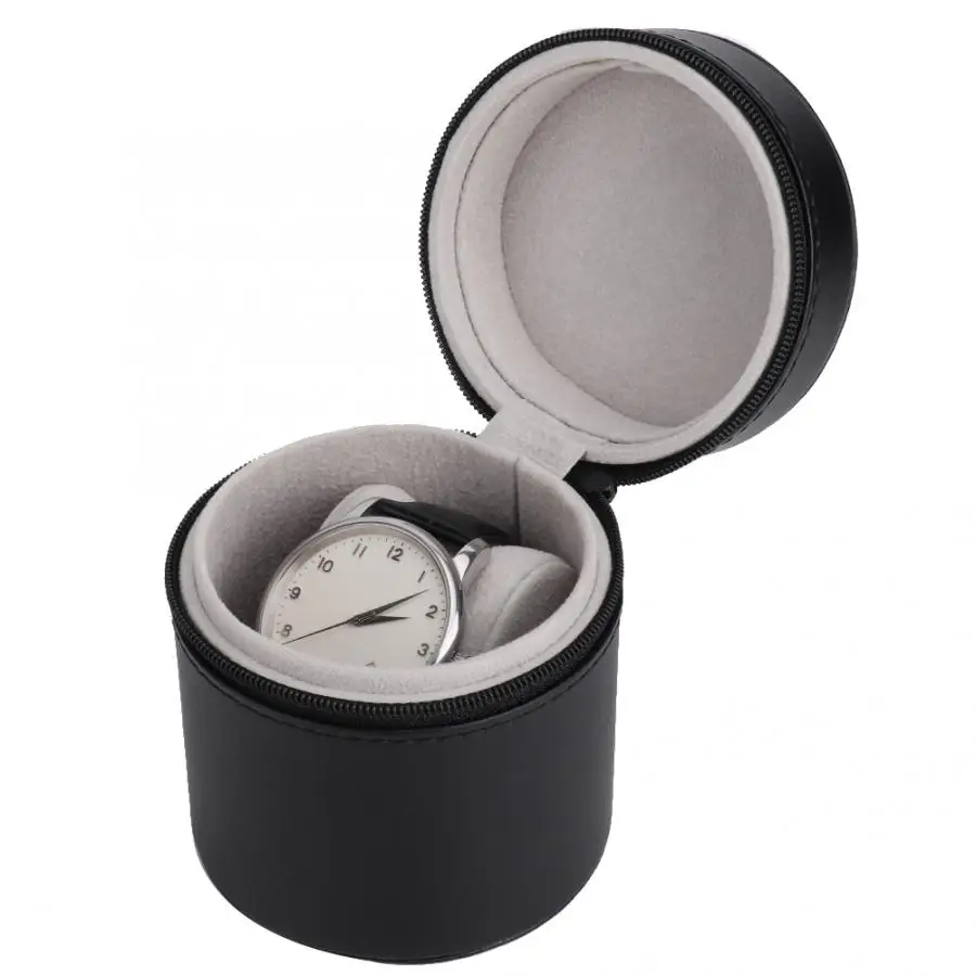 Portable PU Leather Round Single Grid Watch Storage Box Container Wristwatch Organizer Case Holder Display | Наручные часы