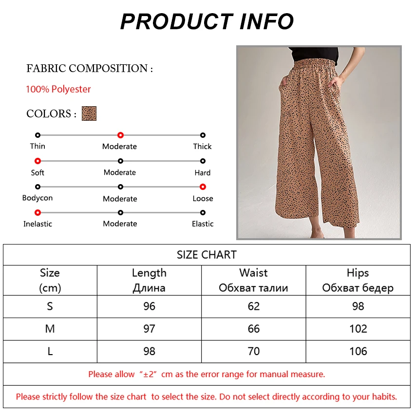 

Mnealways 18 Polka Dot Print Womens Wide Leg Pants Vintige Loose Elastic High Waist Trousers Casual Summer Ladies Satin Pants