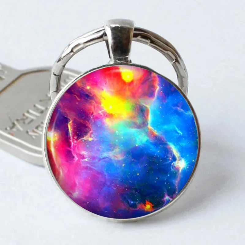 

Rainbow Colourful Nebula Necklace Galaxy Chain Pendant Space Vintage Choker Statement Necklace Gift for Girl Dress Accessories