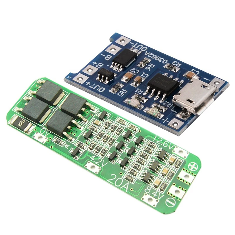 

5 шт., зарядная плата TP4056 для литиевых батарей 1 А, 5 В, Micro-USB, модуль TE420 с 1 шт. 20 А, Зарядка 18650 для литий-ионных батарей