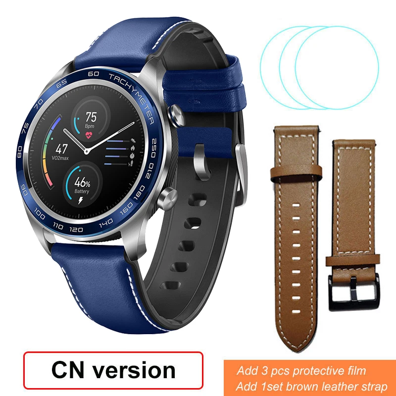 BlueAddBrownStrap Honor Watch Magic Смарт-часы мониторинг сердечного ритма сна давление водонепроницаемые носимые устройства шагомер - Цвет: BlueAddBrownStrap