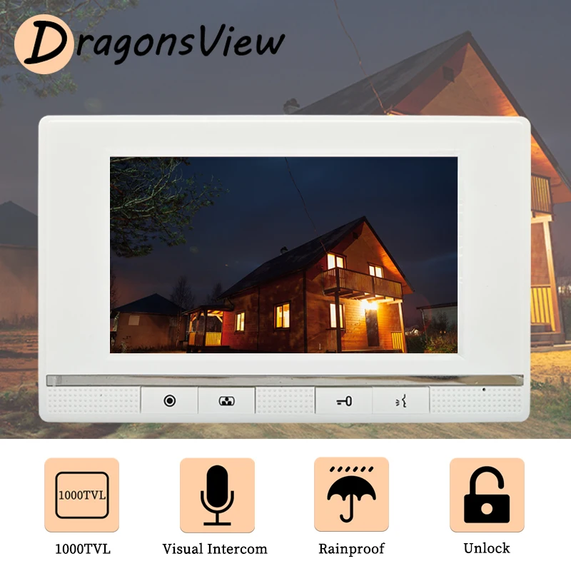 Домофон DragonsView 1000TVL камера для наружного дверного звонка 7-дюймовый проводной