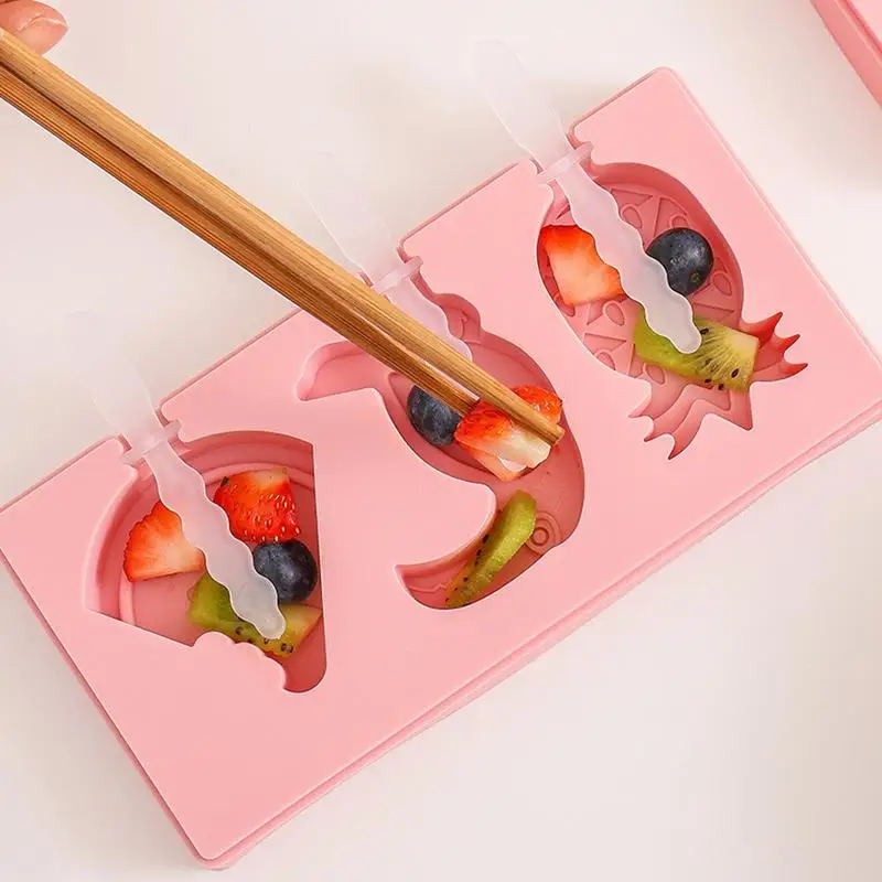 

2/3Cell Silicone Ice Cream Mold Pineapple Carrot Strawberry Shape Popsicle Molds DIY Homemade Dessert Freezer Juice Ice Maker