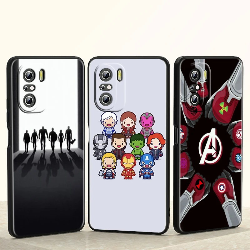 

Aesthetic Avengers Members For Redmi K40 30S 30T 30i 20 S2 GO Pro Ultra Gaming Redmi 10T Silicone Soft Black Phone Case