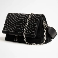 women rivets and wings genuine leather one shoulder bag fashion ladies zipper belt and chains handbag 3 size