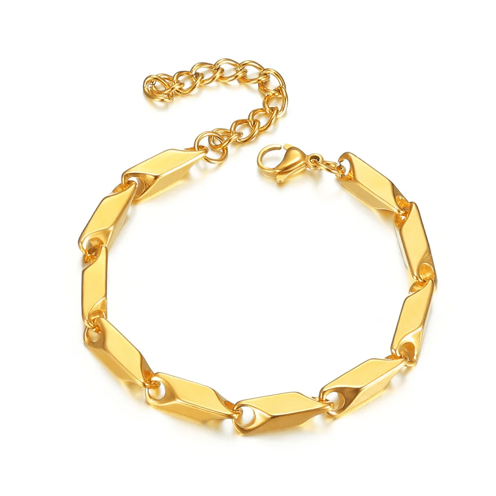 

Trendy Chain Men Bracelet Punk Gold Color 3/5mm Width Irregular Geometry Chain Bracelet For Men Women Jewelry Braslet 2021
